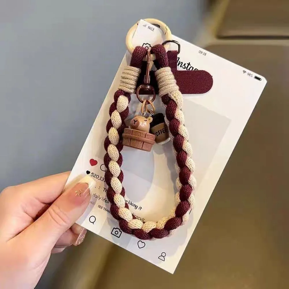 

Съемный кулон для телефона с капибарой, анти-потерянный короткий брелок с капибарой, плетение веревки, ремешок для телефона, брелок с капибарой, подвесные украшения