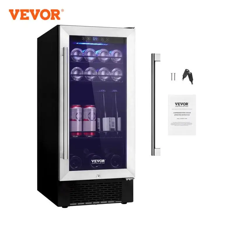 VEVOR-refrigerador do vinho para a barra home, refrigerador da bebida, capacidade do refrigerador sob o contador, refrigerador incorporado ou autônomo do vinho, bebida de cerveja