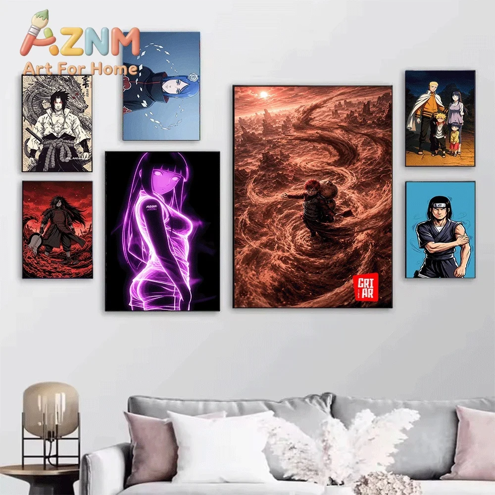 Anime Naruto Canvas Wall Art Pain Neon Red Line Poster Unframed Canvas Painting Bedroom Living Room Home Wall Decor Anime Fans