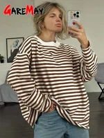 T-shirt Rayé à Manches sulfpour Femme, 95% Coton, Noir et Blanc, Décontracté, Basique, Vintage 2