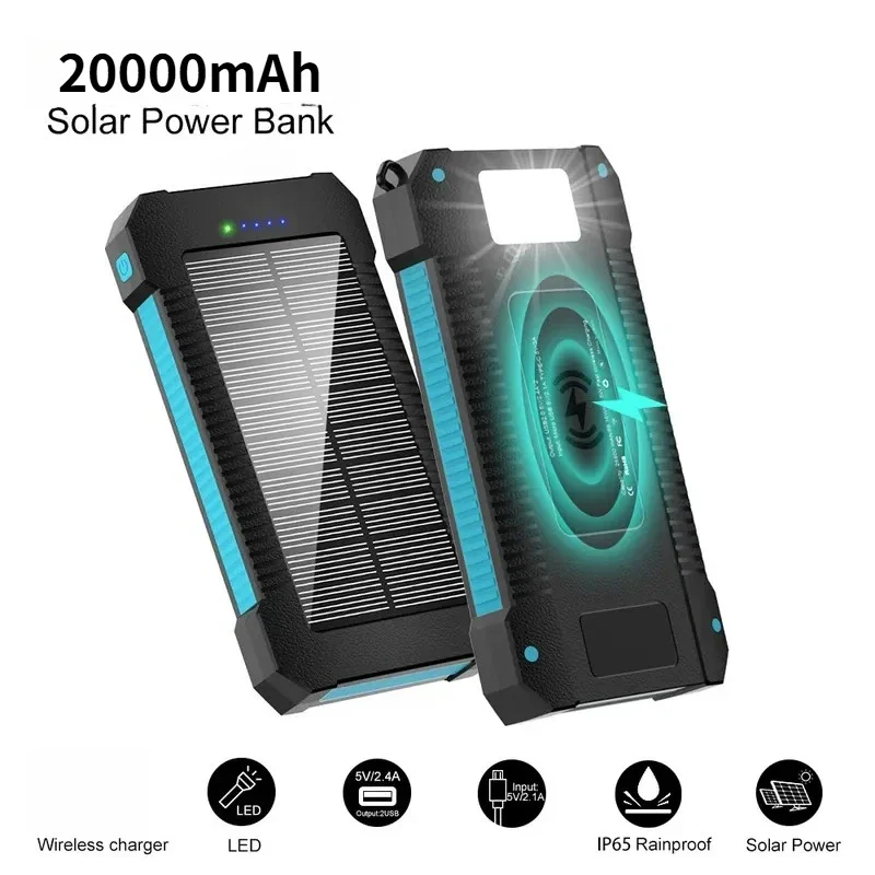 10W5V solar large-capacity mobile power supply 20000mAh with LED light
