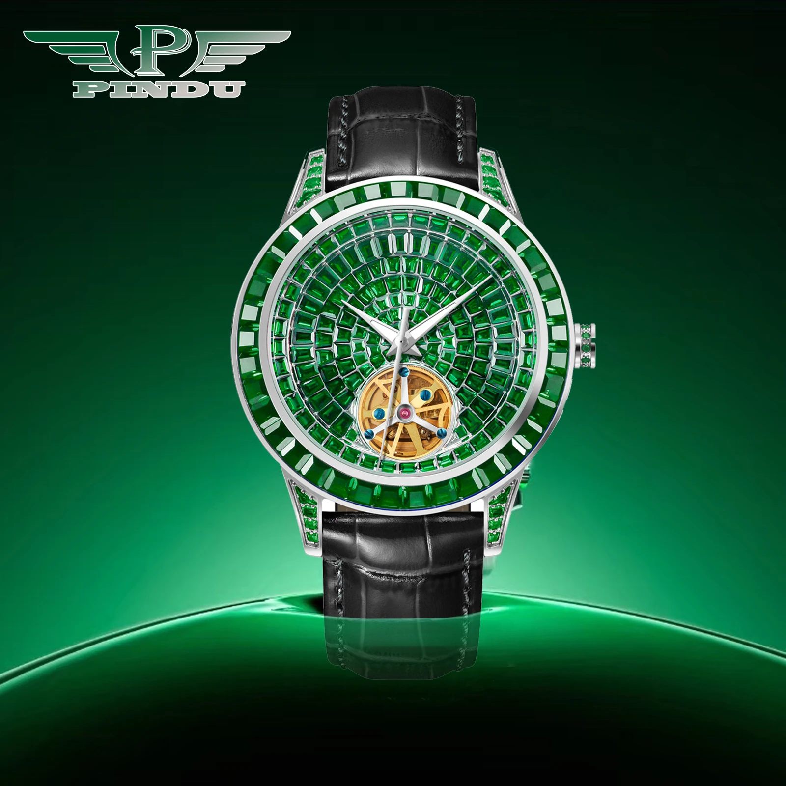 

2026 PINDU Design NEW Diamond Mechanical Watch Men Diamond Dial Waterproof TOP-Luxury Automatic Mechanical Watch stainless steel