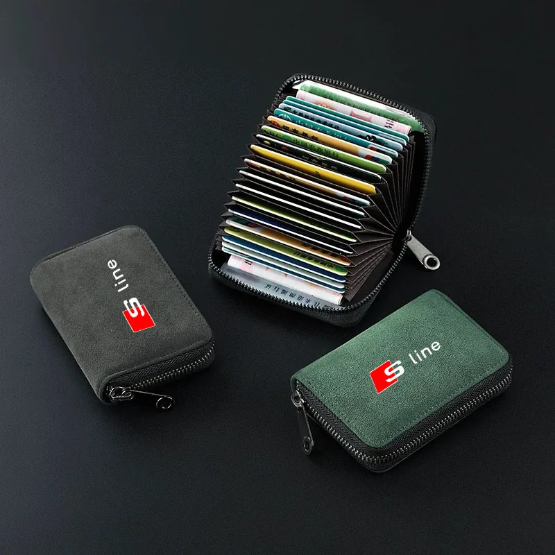 

Car Business Card Holder Wallet Bank ID Credit Cards Storage Money Bag for Audi S RS Line S7 S8 S5 S6 Quattro RS3 RS4 A7 A8 RS5
