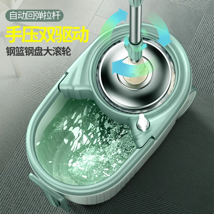 Mop bucket rotary mop good God drag home lazy double drive dry hand washing mop bucket