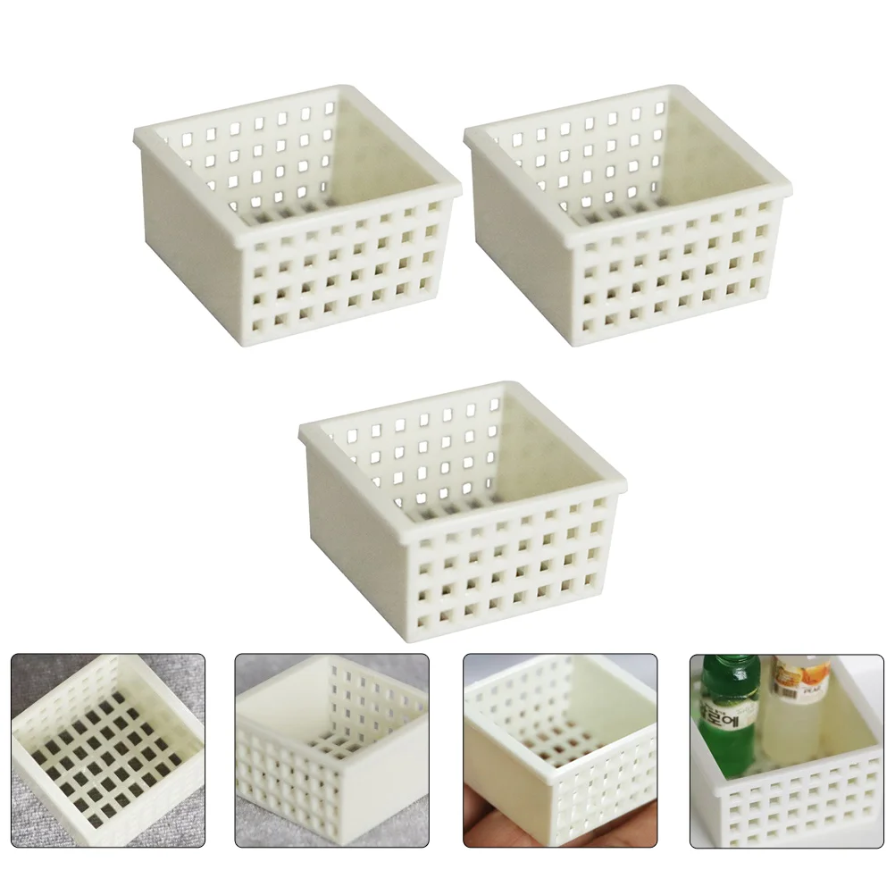 3 Pcs Baskets Dollhouse Sundries Model Mini Storage White Fairy Accessory Small Furniture Micro Scene