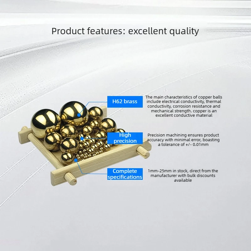 H62 Solid Copper Balls 0.5mm, 1mm, 5mm, 8mm, 10mm, 15mm, 20mm, 25mm Precision Pure Brass Balls