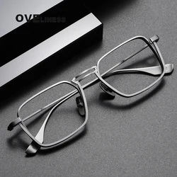 Fashion Pure Titanium Glasses Frame Men Women Optical male eyeglasses frames Myopia Prescription eye glasses full Metal eyewear