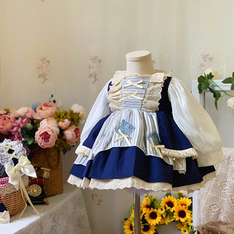 Spring Children's Long-Sleeved Princess Lolita Dress Spanish Style Party Birthday Gift Flower Girl Eid Dress