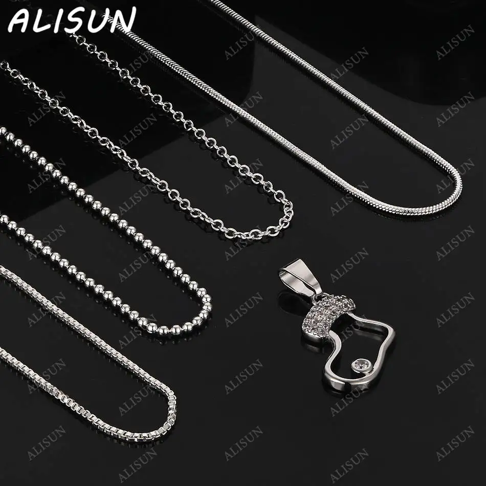 

ALISUN 40-75cm 925 Sterling Silver Zircons Sock Pendant Necklace For Women Men Anniversary Gift Wild Fashion Romantic Jewelry