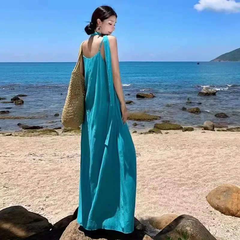 فساتين نسائية أنيقة بدون أكمام ربيعية بسيطة من الكتان قابلة للتنفس وخفيفة الوزن لتقليل العمر جماليات يومية لطيفة وأنيقة