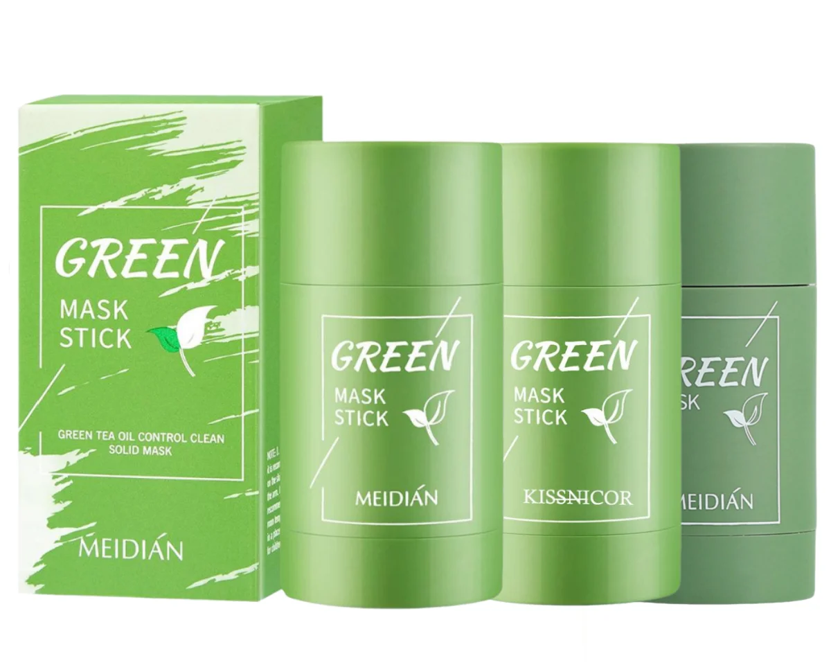 Green Tea Mask Stick Face Cleaning Green Tea Cleansing Deep Moisturizing Shrink Pores Blackhead Acne Lightening  Skin Care Mask