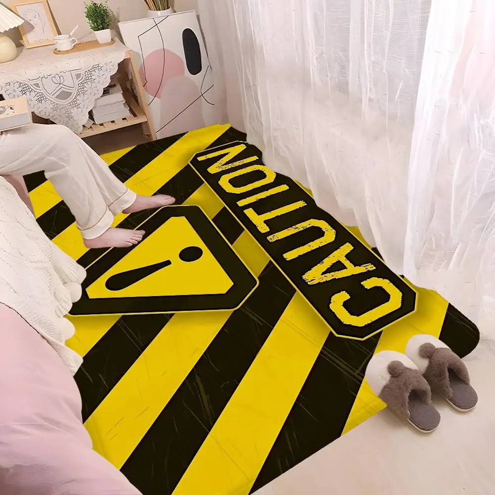 Warning Sign Floor Mat INS Style Soft Bedroom Floor House Laundry Room Mat Anti-skid Bedside Area Rugs