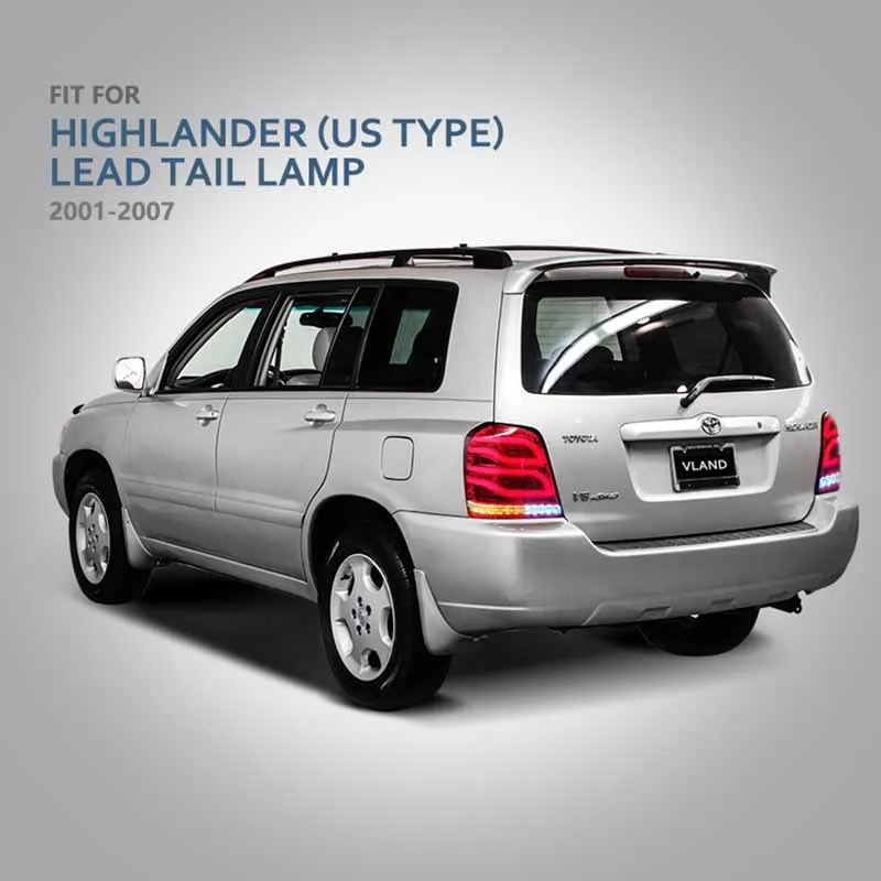 اكسسوارات السيارات مصابيح خلفية LED كاملة لتويوتا هايلاندر SUV 2001-2007 مجموعة مصابيح خلفية خلفية DRL الأحمر ، نوع الولايات المتحدة #5