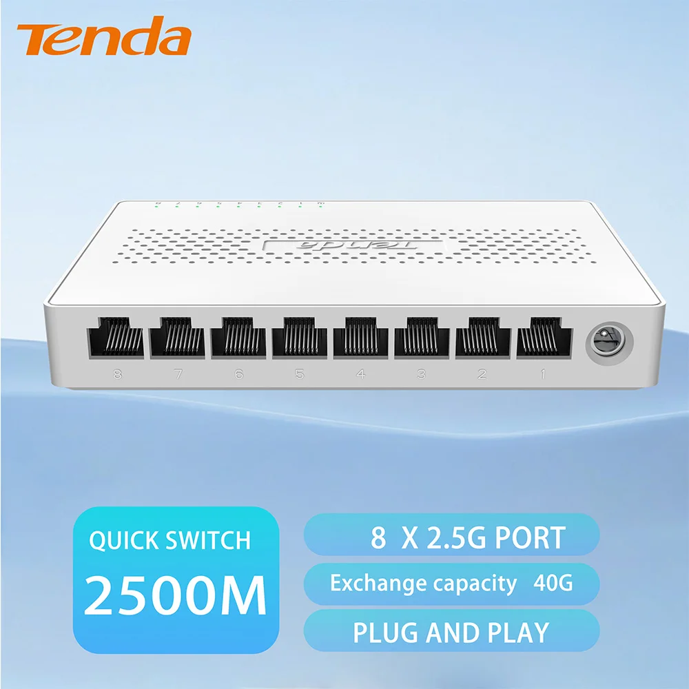 

Tenda 2.5GbE Switch 2.5GBASE-T 8 Port 2.5G RJ45 Plug and Play Network Switch Desktop Wall Mounted Gibabit Enternet Lan Hub