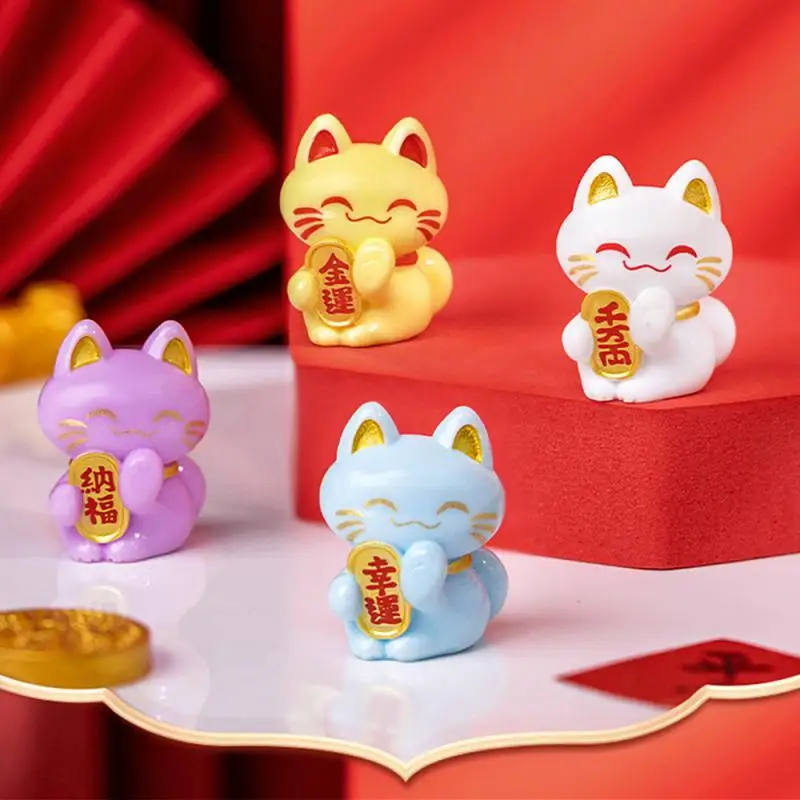 Szczęśliwy kot Feng Shui Maneki Neko kot na szczęście figurka kolekcjonerska fortuna dekoracje kot na szczęście figurka Mini kolekcji Maneki