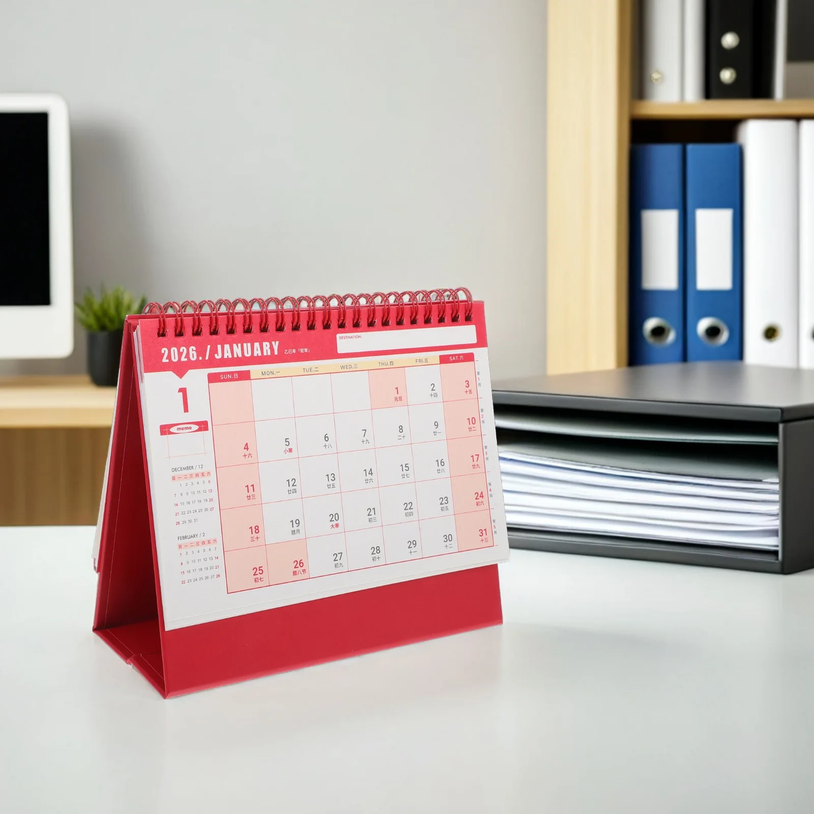 

2026 Desk Calendar Compact Mini Desktop Calendar Standing Flip Style Sturdy Binding Daily Planner for Work Study Organization