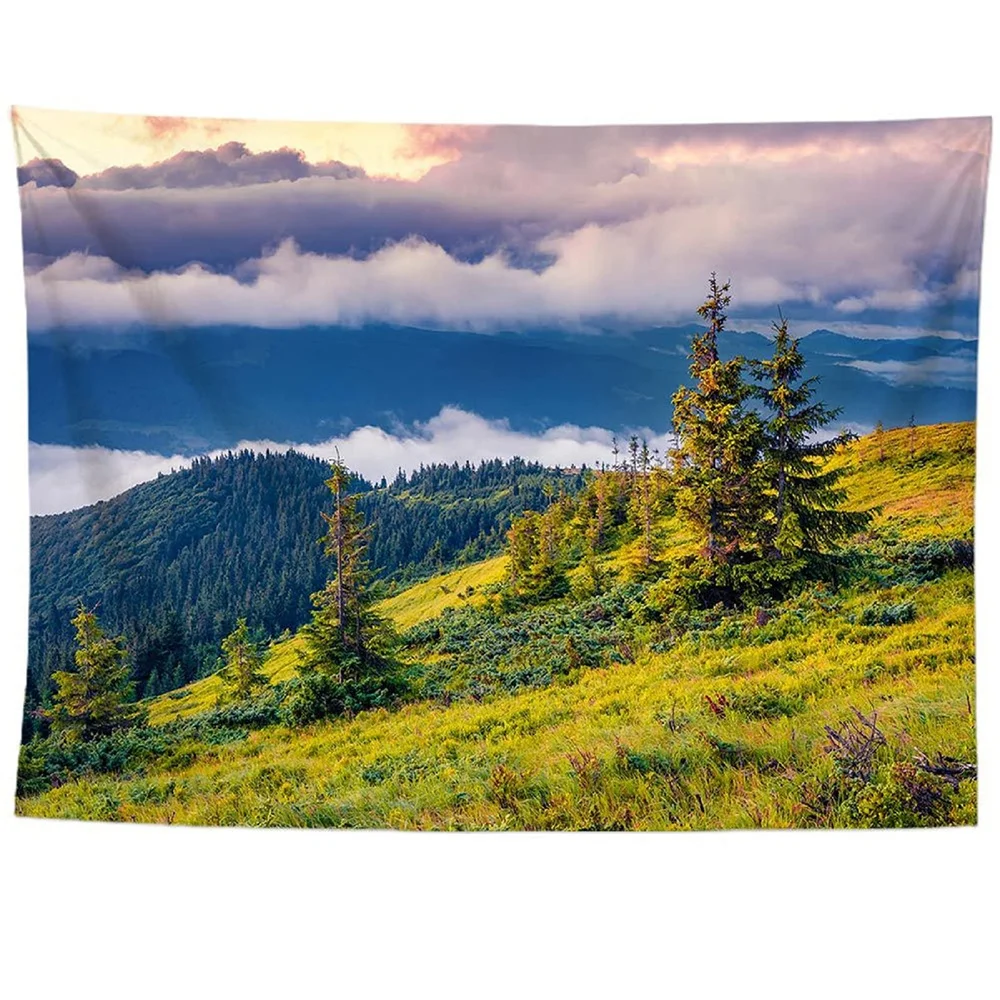 Plant Flower Pink Flower Tapestry Wall Tapestry Park Flowers Mountain Lake Nature Landscape For Living Room Bedroom