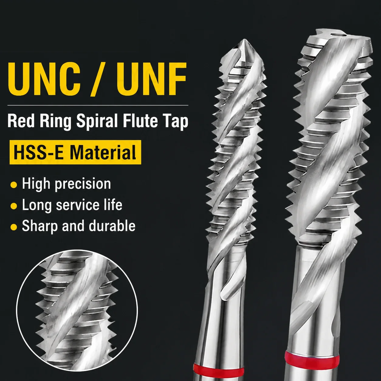1PCS YG HSSE Spiral Flute Tap UNC UNF UNS 0-90 To 1-8 American CNC Machine Screw Thread Tapping Tool