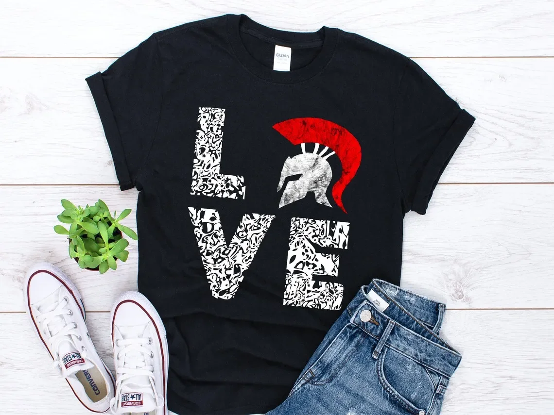 Spartan Lover Gladiator Sparta Helmet Leonidas Warrior T-Shirt 100% Cotton O-Neck Short Sleeve Casual Mens T-shirt Size S-3XL