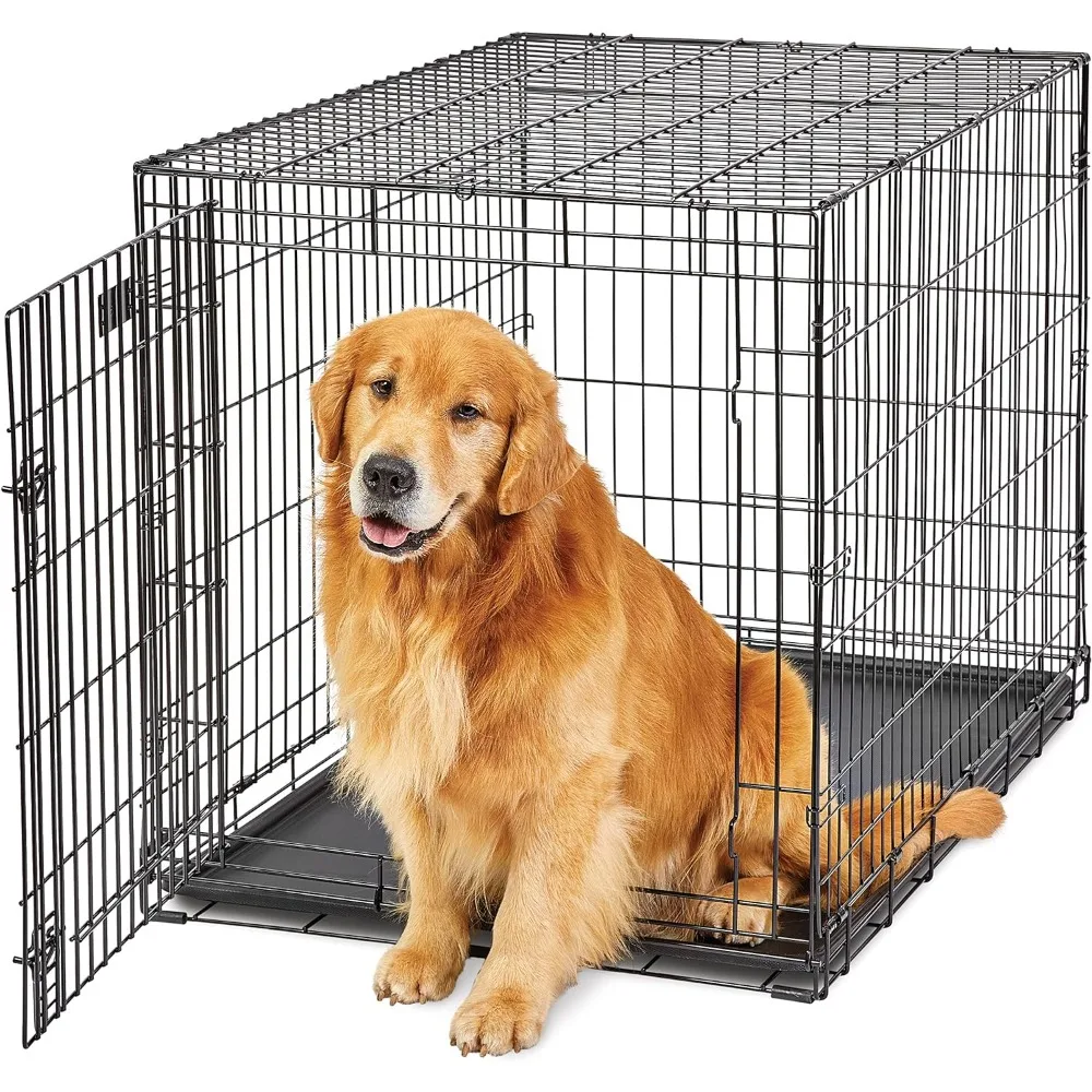 

Homes for Pets Large Dog Crate Folding Metal Dog Crate Leak-Proof Dog Pan | 42L x 28W x 31H Inches, Large Dog, Black