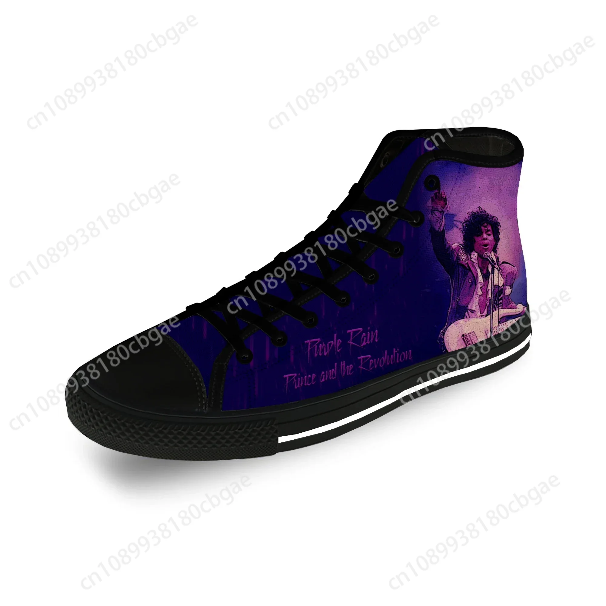 Music Singer Prince Rogers Nelson Purple Rain Casual Cloth 3D Print High Top Canvas Fashion Shoes Men Women Breathable Sneakers