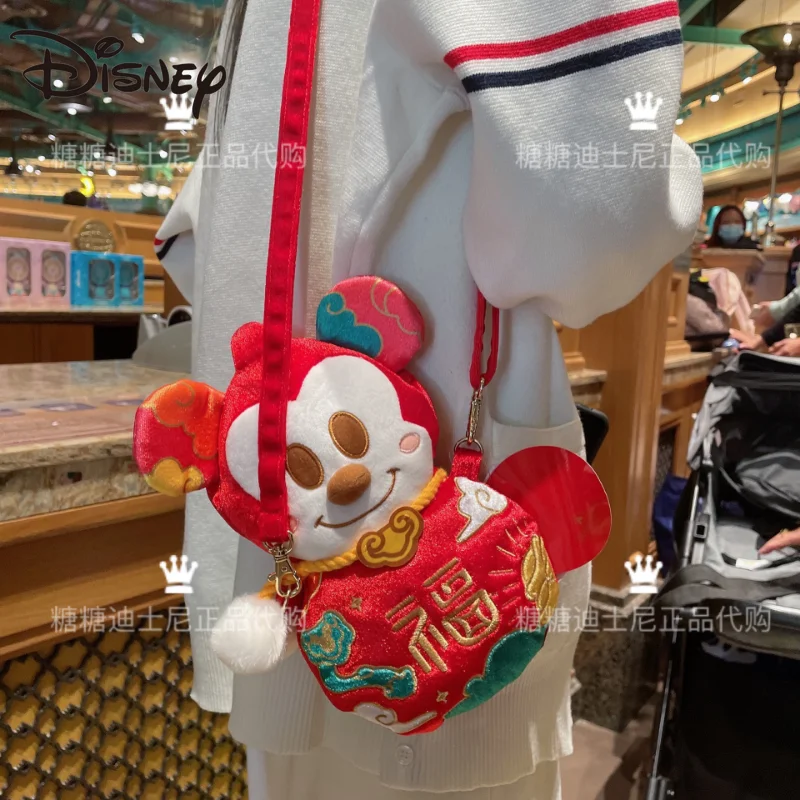 MINISO Authentic Shanghai Disney Purchasing Mickey Fuqi Messenger Bag Satchel Plush Cute Mobile Phone Bag Girls Bag