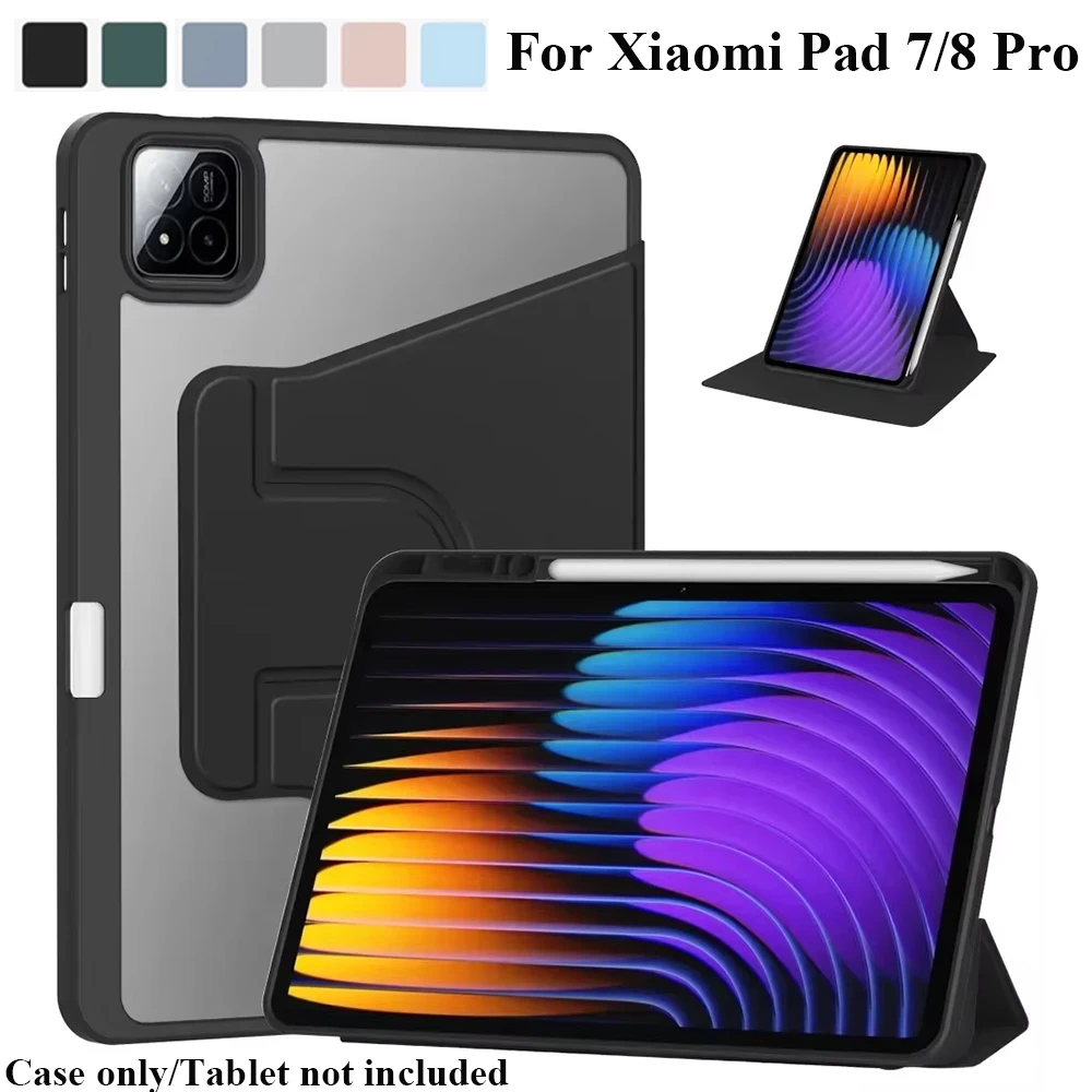 Hülle für Xiaomi Pad 7 Pro 11,2 Zoll, 360 Grad ° Drehbare Tablet-Hülle, Hülle mit Stifthalter und Ständer für Xiaomi Pad 8 Pro