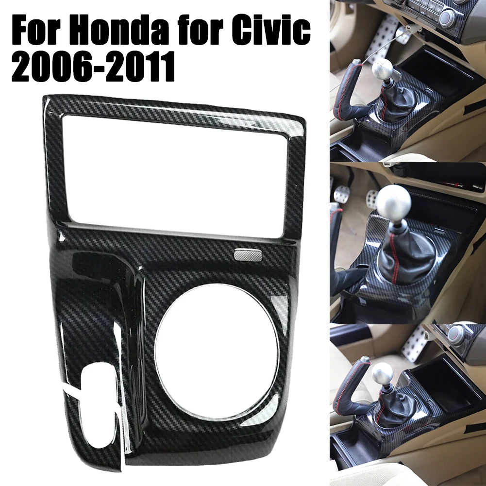 

Car Manual Gear Shift Frame Cover Trim For Honda For Civic 2006-11 Carbon Fiber Auto Gear Shifter Cap Lid Replacement