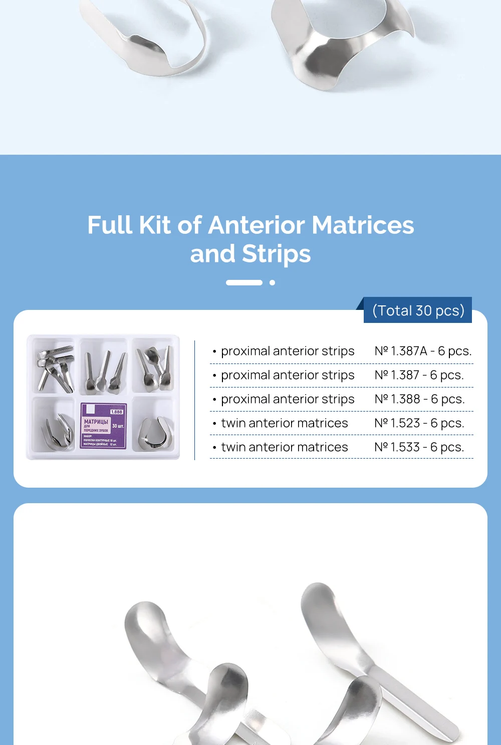 AZDENT Dental Matrix Bands Sectional Contoured Metall Matrizen M4/6/8 3,5/4,5/5,5/6,5mm Für Zähne Ersatz Zahnmedizin Werkzeuge – Detail 16