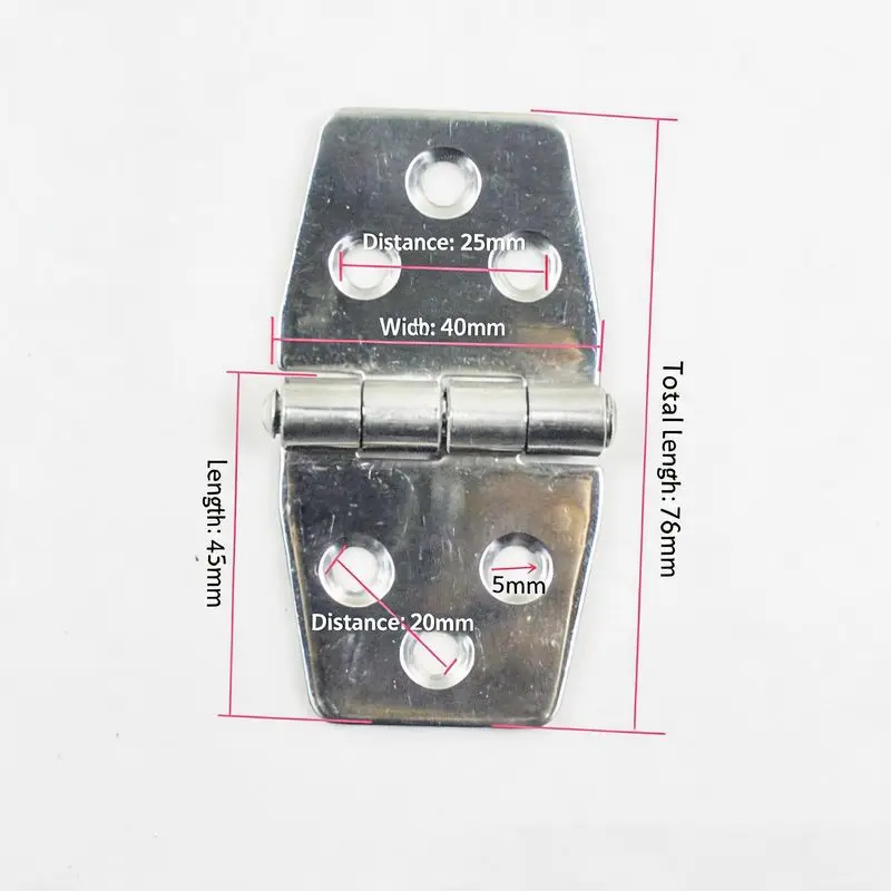 Boat Hinge 304 Stainless Steel Stamped Marine Grade 76mm Cabinet Locker Hatch Yacht Corrosion Resistant Hardware