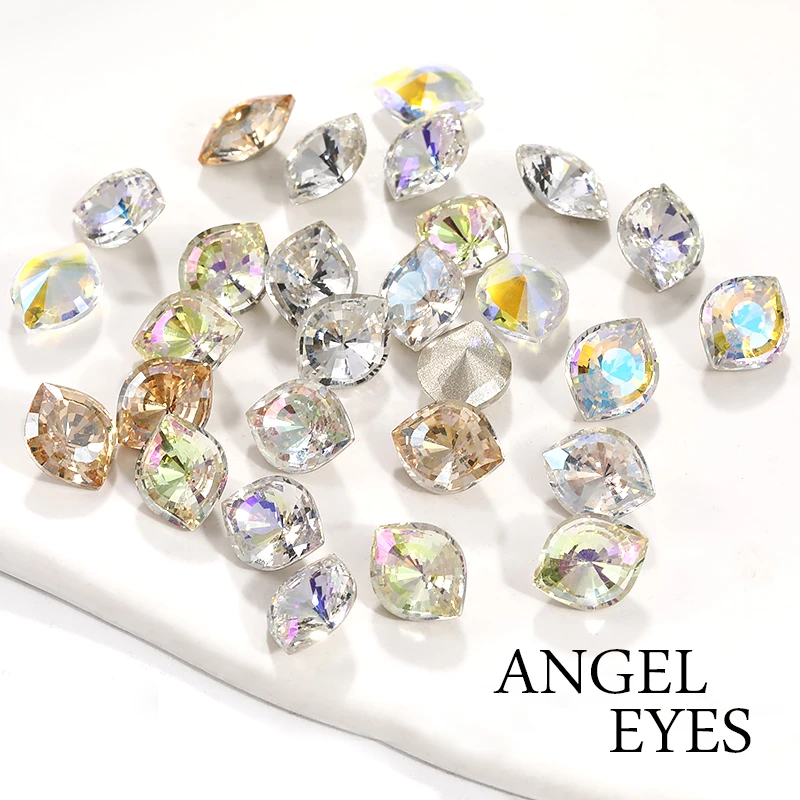 Angel Eyes Shape Rhinestones 10pcs Pointback Jewelry Making Stones Glass Strass Beads For Clothing DIY Charms Nails Decoration