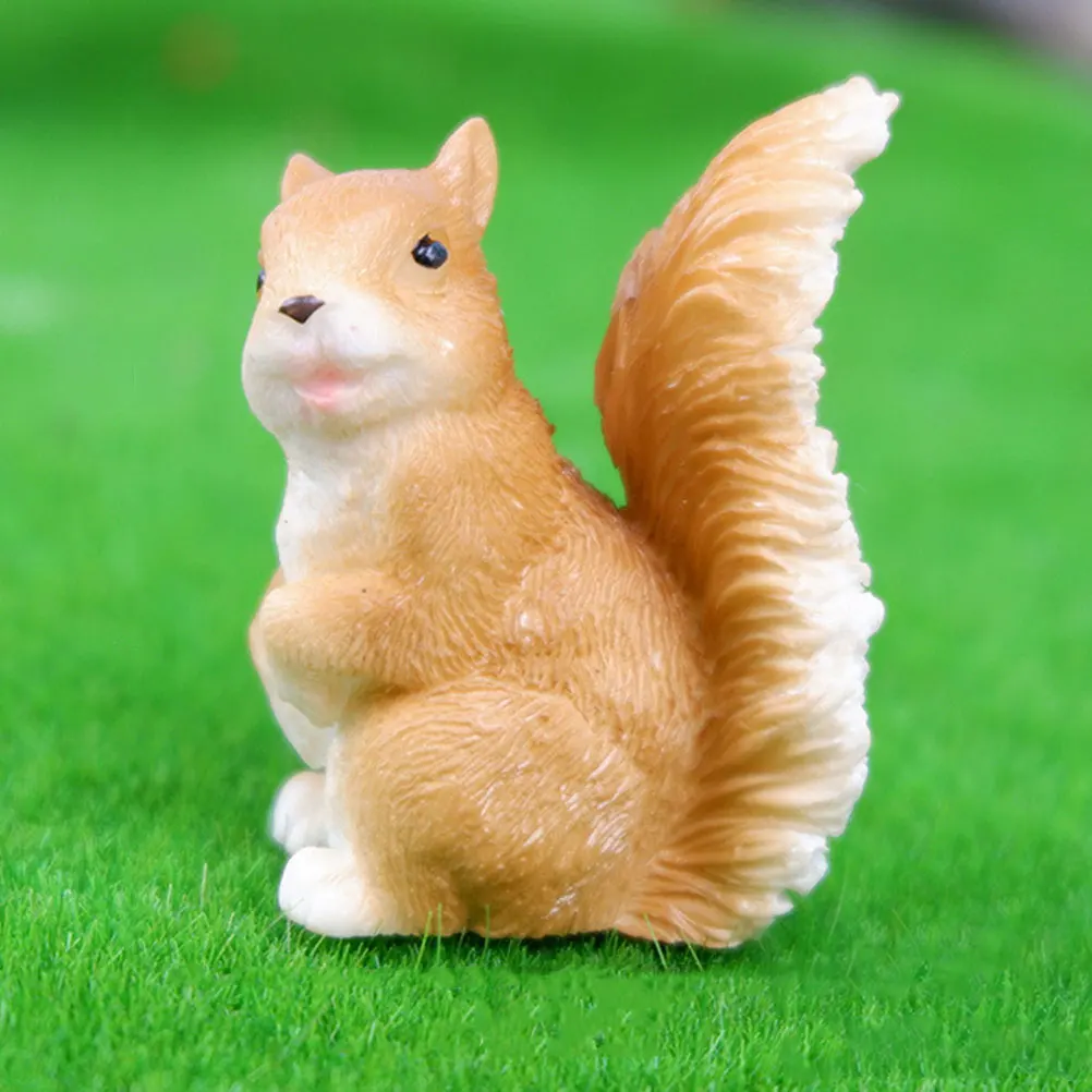 

4pcs Squirrel Ornament Resin Miniature Garden Accessories Lifelike Animal Statues For Home Decor Desktop Outdoor Decoration