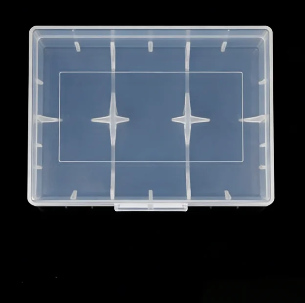 Portable transparent hard plastic case, suitable for 2 20700/21700 battery cells, splash-proof battery storage box