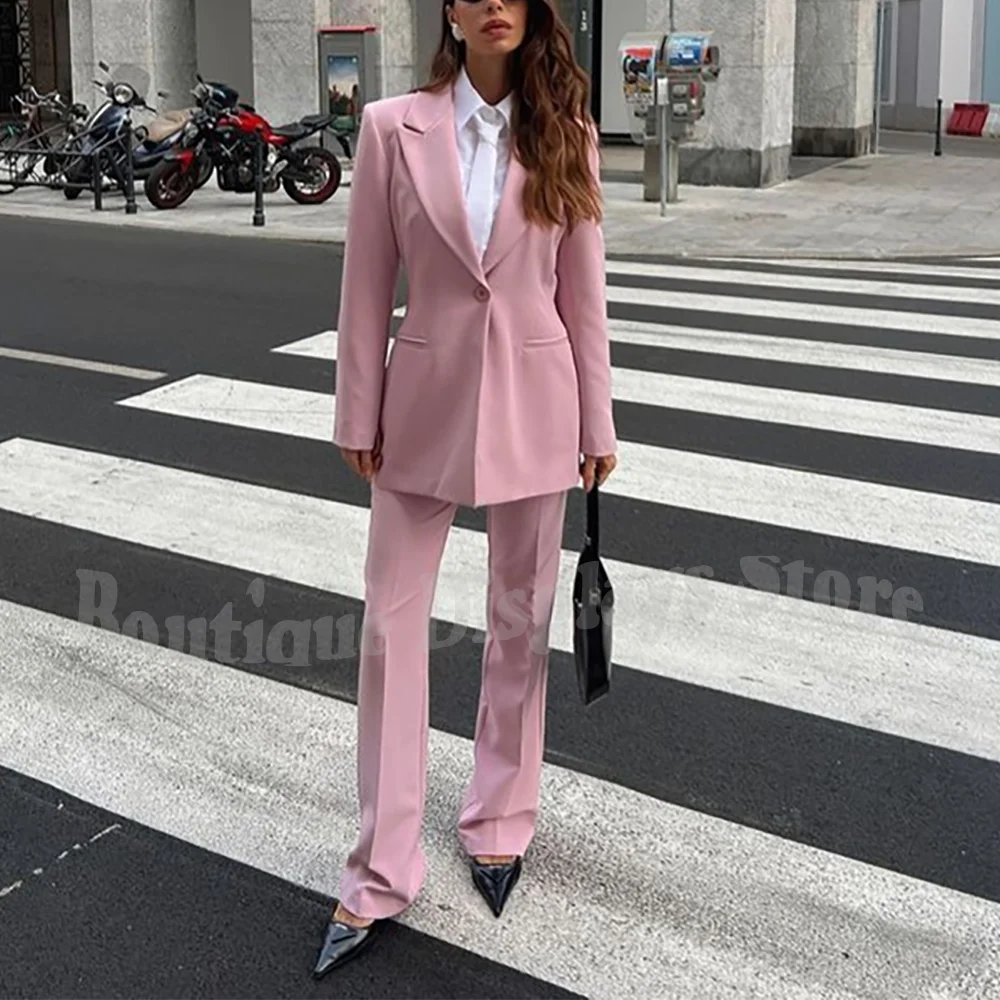 

Женский костюм High Street на одной пуговице, прямой повседневный костюм из двух предметов с остроконечными лацканами, повседневные женские комплекты, осенние наряды (куртка + брюки)