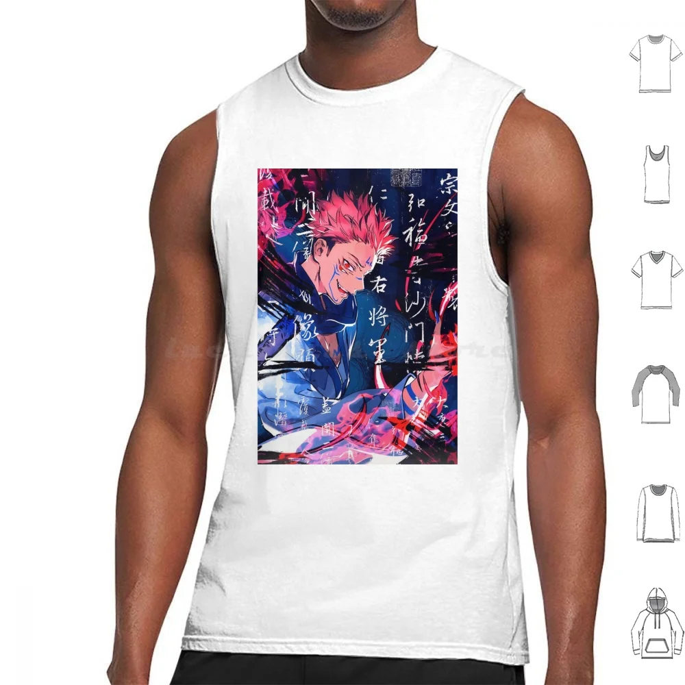 اكتشف سترة علوية بدون أكمام من Jujutsu بدون أكمام أنيمي مانغا Kaisen Jkk سلسلة كاريكاتير Yuji Itadori Gojo Itadori #1