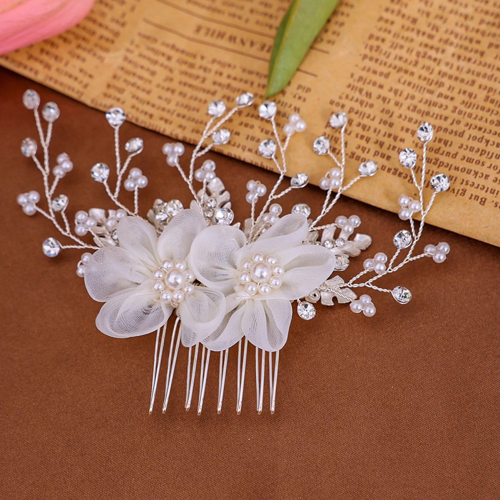 Side Hair Comb with Pearls Decor Chinese Style Hair Styling Tool Accessories for Birthday Stage Party Hairstyle Making