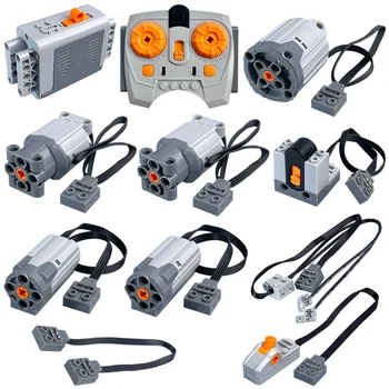 MOS 11PCS Brick Motor Power Function Kit With Technic Parts Includes AA Battery Box 2.4g Speed Control Remote Receiver 5x Motors 1