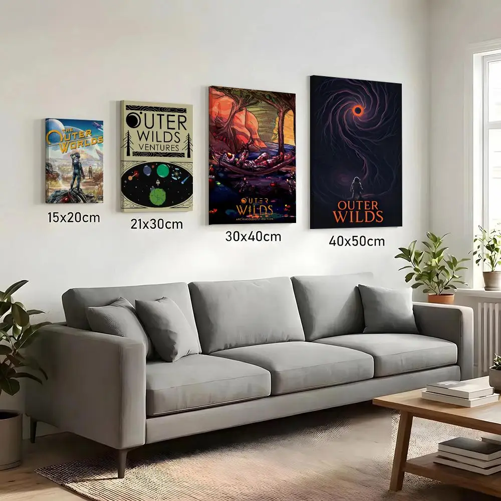 O-Outer Wilds Game Painting Calligraphy HD Canvas Print Poster Wall Art | Optional Frame | Modern Hallway Decor