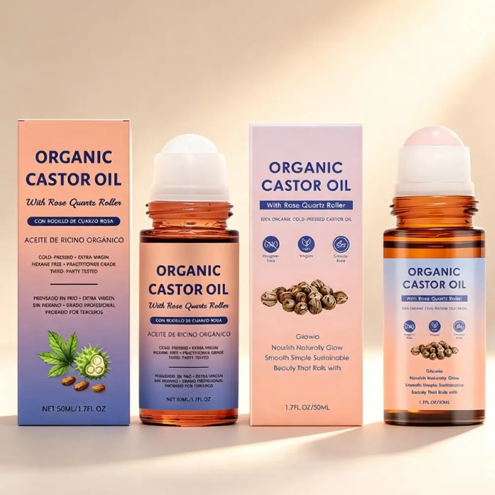 Huile de ricin en roll-on, soin nourrissant doux pour la peau, massage corporel portable, lisse les ridules, rajeunit, augmente l'élasticité, non grasse