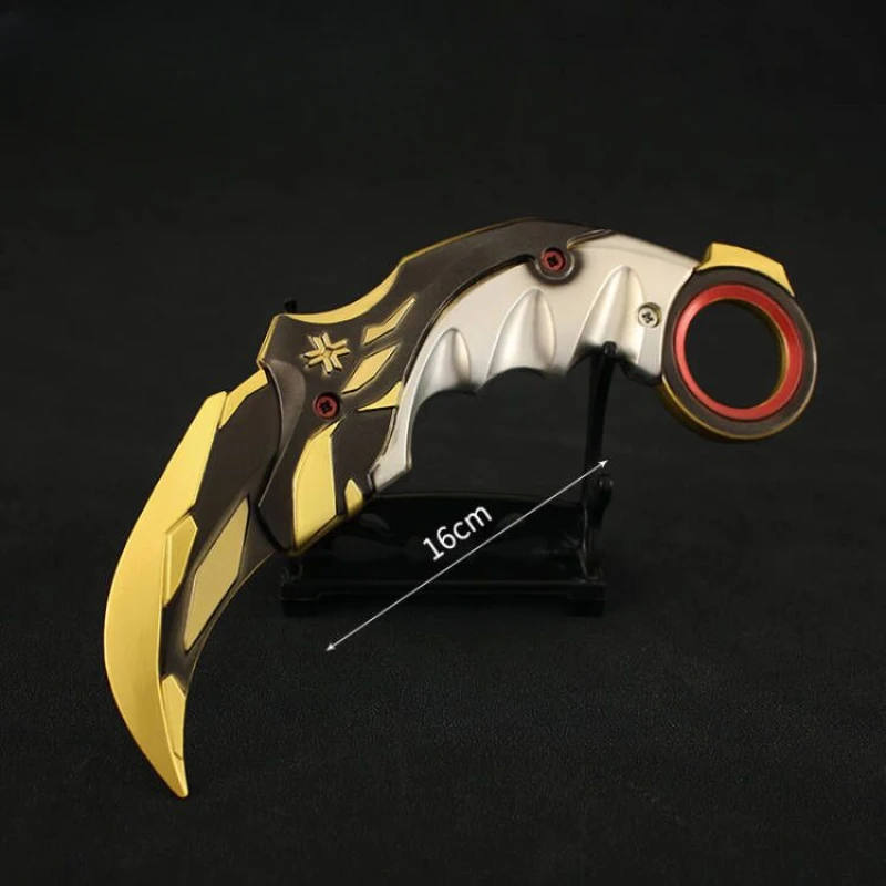 Arme de Valorant Melee Champions Karambit en Alliage D.lique, Modèle d'Exposition d'Épée de Samouraï, Périphérique de Jeu, Jouets Cadeaux pour Garçons, 16cm