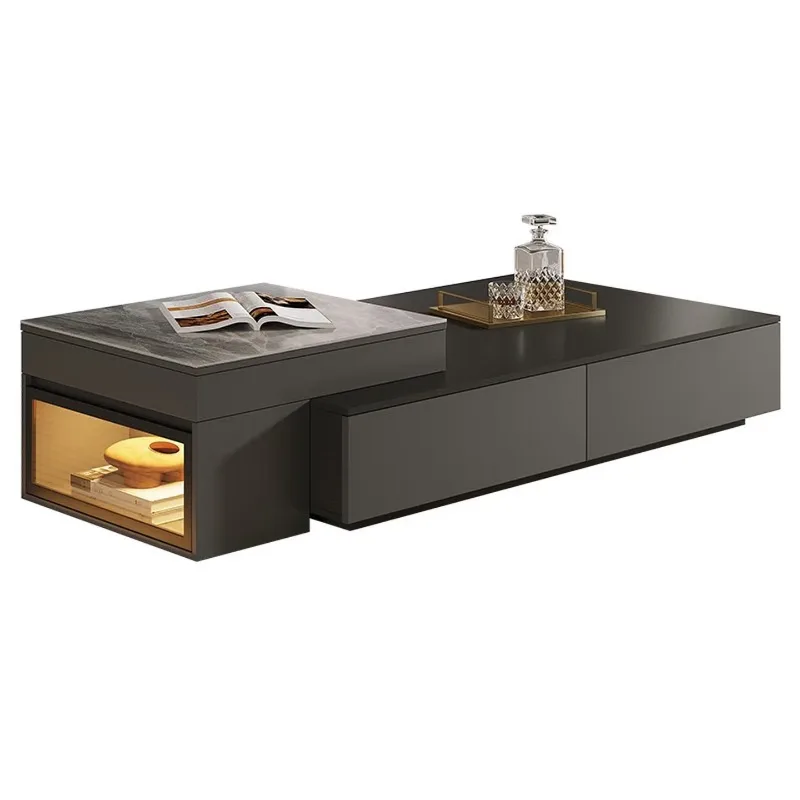 

Italian high-end light luxury rock slab coffee table, large and small apartment living room home creativity
