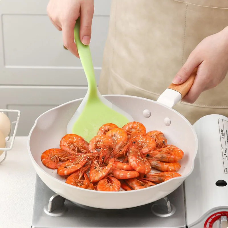 Mehrzweck-Pfannenutensilien mit Antihaftbeschichtung – Eierspatel aus Silikon, breiter Pfannkuchenwender und Eierflipper zum Kochen und Backen – Detail 7