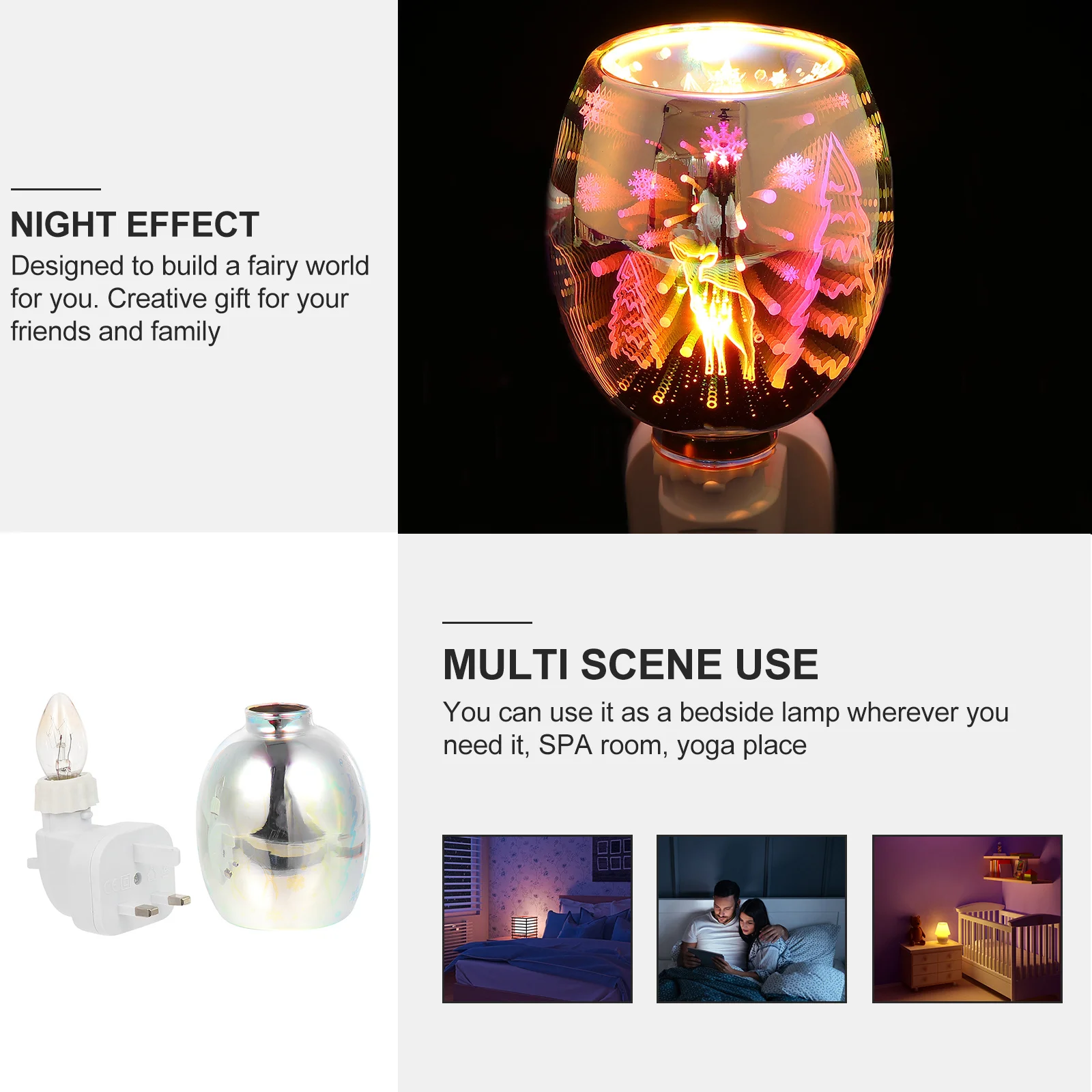 

1Pcs 3D Deer Night Light Creative Aromatherapy Wax Warmer Plug-in Aroma Lamp Multifunctional Home Fragrance Diffuser Night Lamp