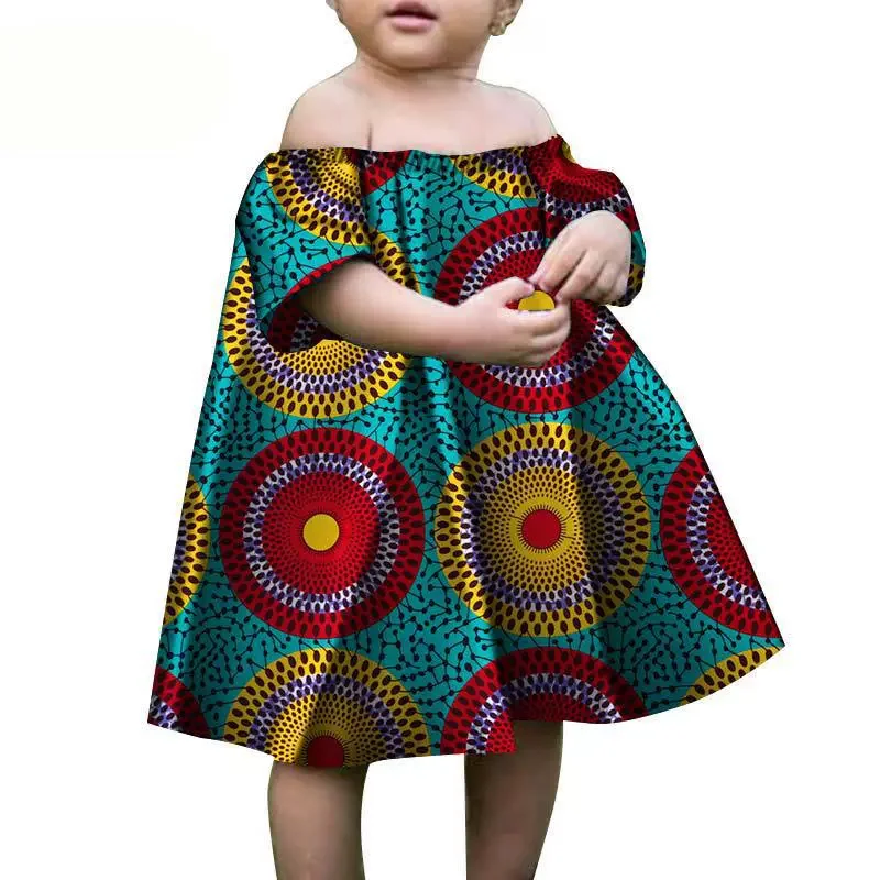 فستان الباتيك الأفريقي الصيفي مع نمط مطبوع فستان طويل للأطفال الملابس الأفريقية التقليدية من بازان الثراء