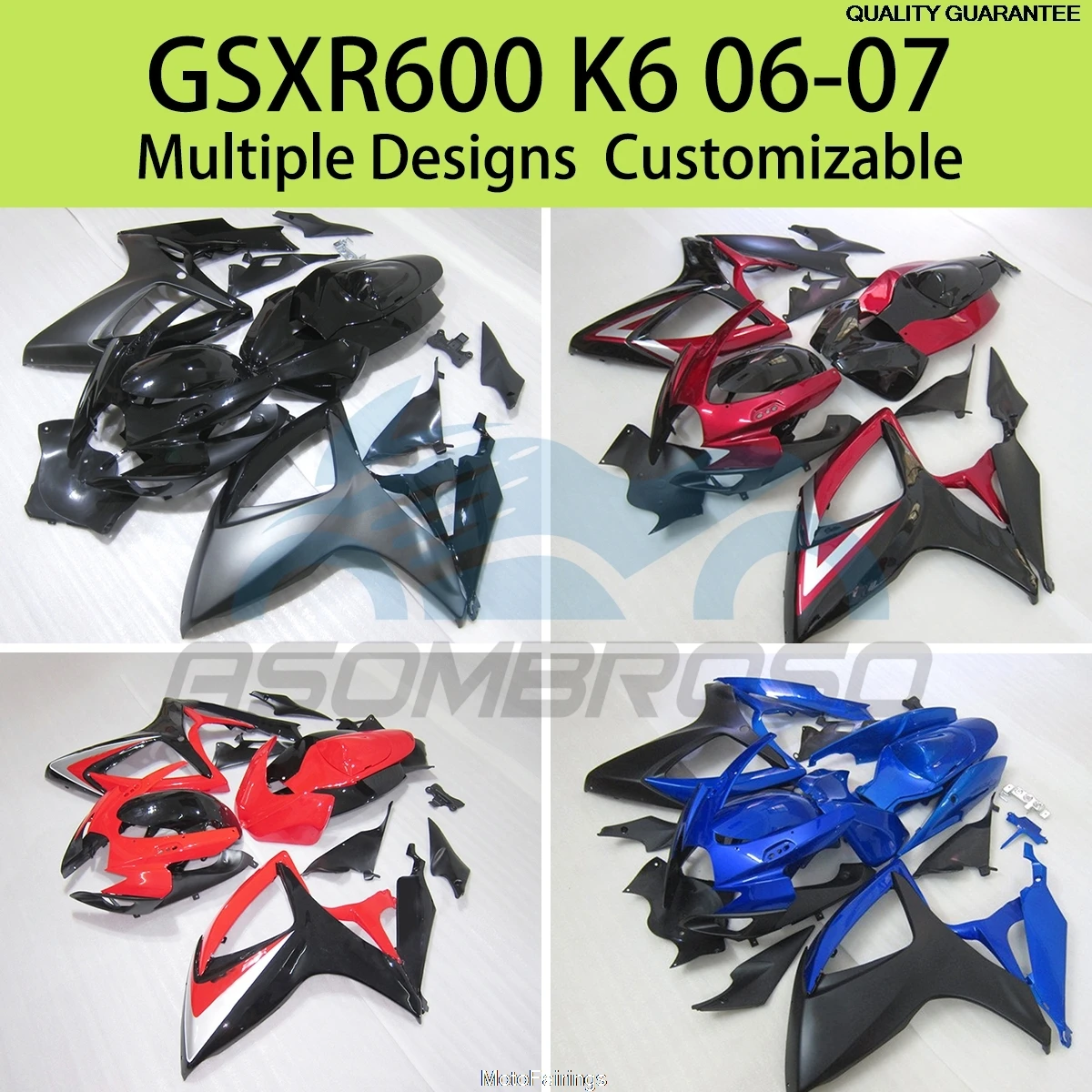 Fits GSXR600 GSXR750 06 07 Motorcycle Fairing Kit for SUZUKI GSXR 600 750 K6 2006 2007 Fairings Panel Set Fits Customizable
