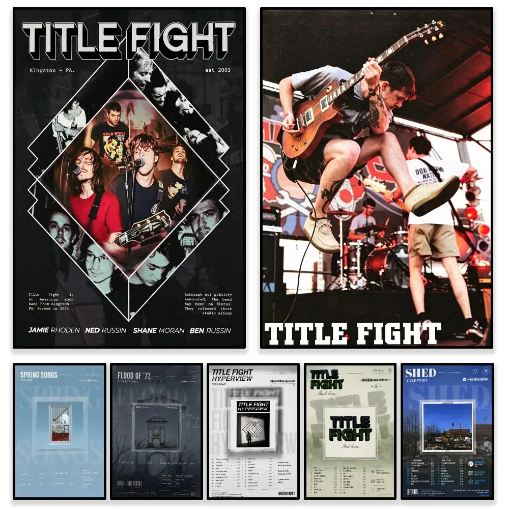 Band Emo Title Fight Poster Self Adhesive PP Wall , Waterproof Wall Decor Gift for Bedroom, Office and Dorm
