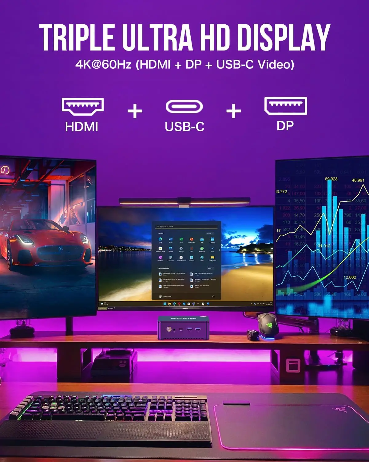 GMKtec M5 Plus 게이밍 미니 PC Ryzen 7 5825U (업그레이드된 7430U/5700U), 32GB RAM 1TB SSD 듀얼 NIC LAN 2.5GbE 데스크탑 컴퓨터