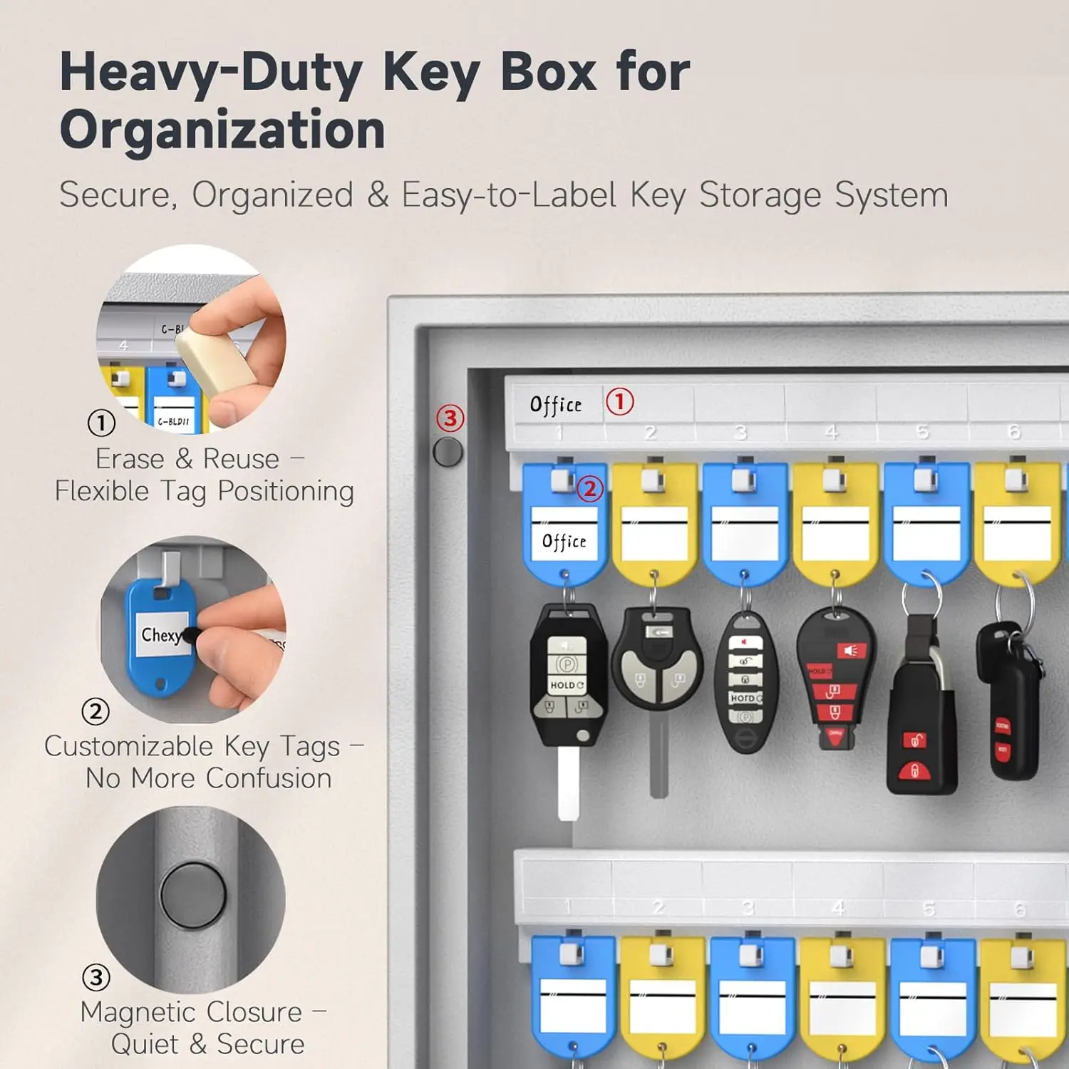 WeHere 40 Key Lock Box Wall Mount,Smart Key Cabinet,APP Bluetooth/One Time Password/Wi-Fi Remote/Fixed Code/Key Unlock