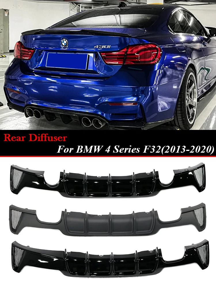 

For BMW 4 Series F32 F33 F36 2014-2020 Carbon Fiber M Sport Rear Bumper Diffuser Lip MP Body Kit Diffusor 420i 428i Gloss Black