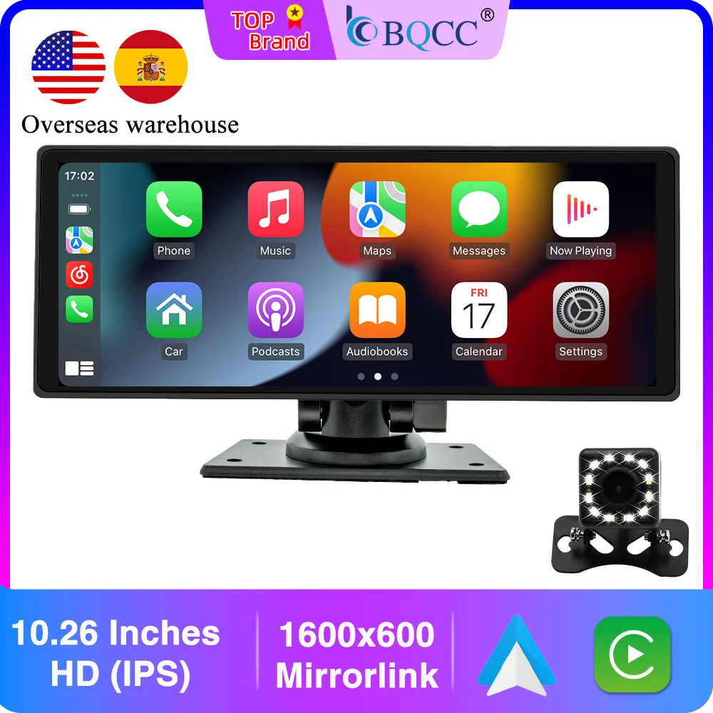 BQCC 10.26 "IPS بوصة لاسلكية سلكية Carplay أندرويد السيارات سيارة مشغل MP5 إخراج الصوت Mirrorlink BT راديو السيارة العالمي